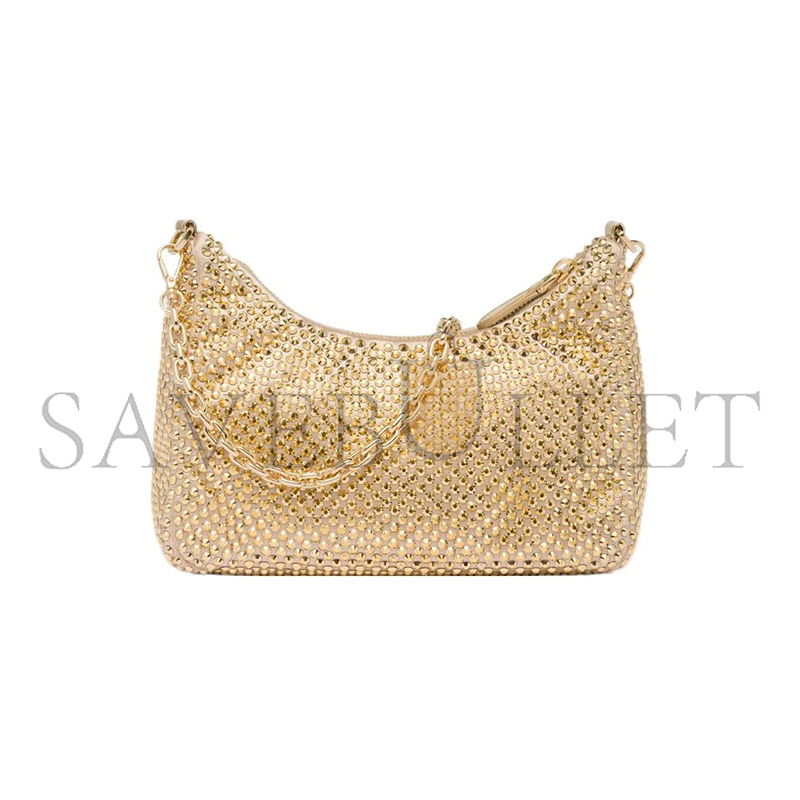 PRADA RE-EDITION CRYSTAL-EMBELLISHED SHOULDER BAG 1BH204 (22*12*6cm)